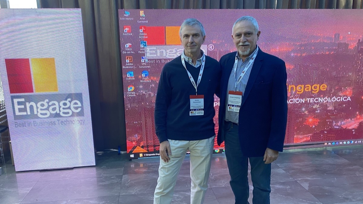 Anibal Caropreso y Hector 'Tute' Oestereicher, socios fundadores de Soluciones S.A., desarrolladora de  Engage® Business Solution.