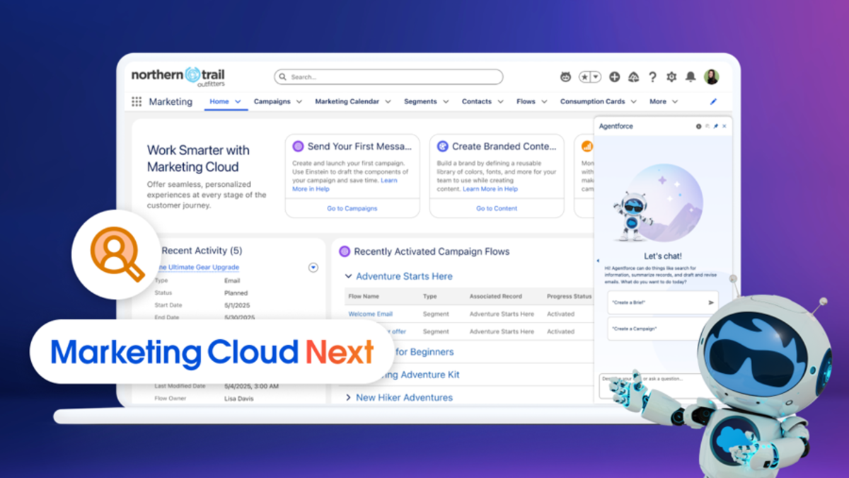 ●	La primera solución de marketing agentico de embudo completo, Marketing Cloud Next, convierte cada canal en una conversación bidireccional y cada campaña en un motor inteligente para el crecimiento.