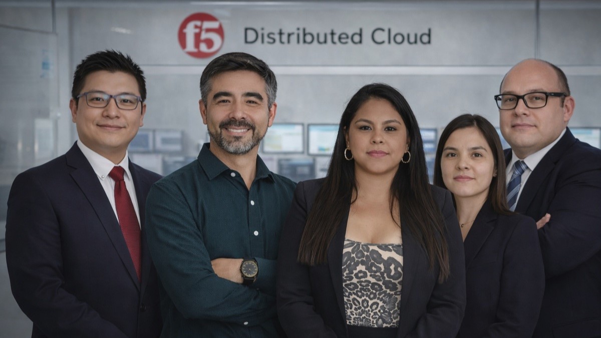 Wilson Sigcha, Hernán Mella, Jannet Taboada, Diana Palomino y Jesús Ugalde. Equipo regional Licencias OnLine de F5.