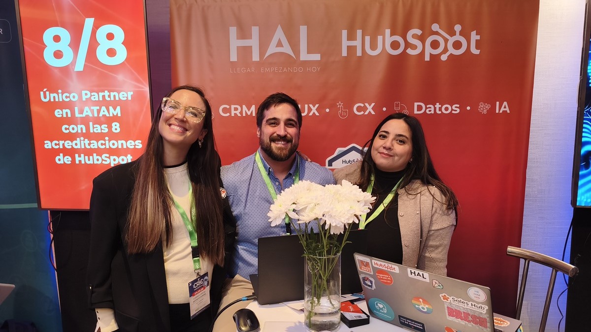 En el CRIC Argentina 2026, HAL compartió un stand con su partner, HubSpot. Estuvieron presentes Florencia Santovito Duronéa, Sales Manager de HAL Company; Federico Padrera,
Enterprise Solution Consultant de HAL Company; y Carolina Calvo, Account Manager en HAL Company.